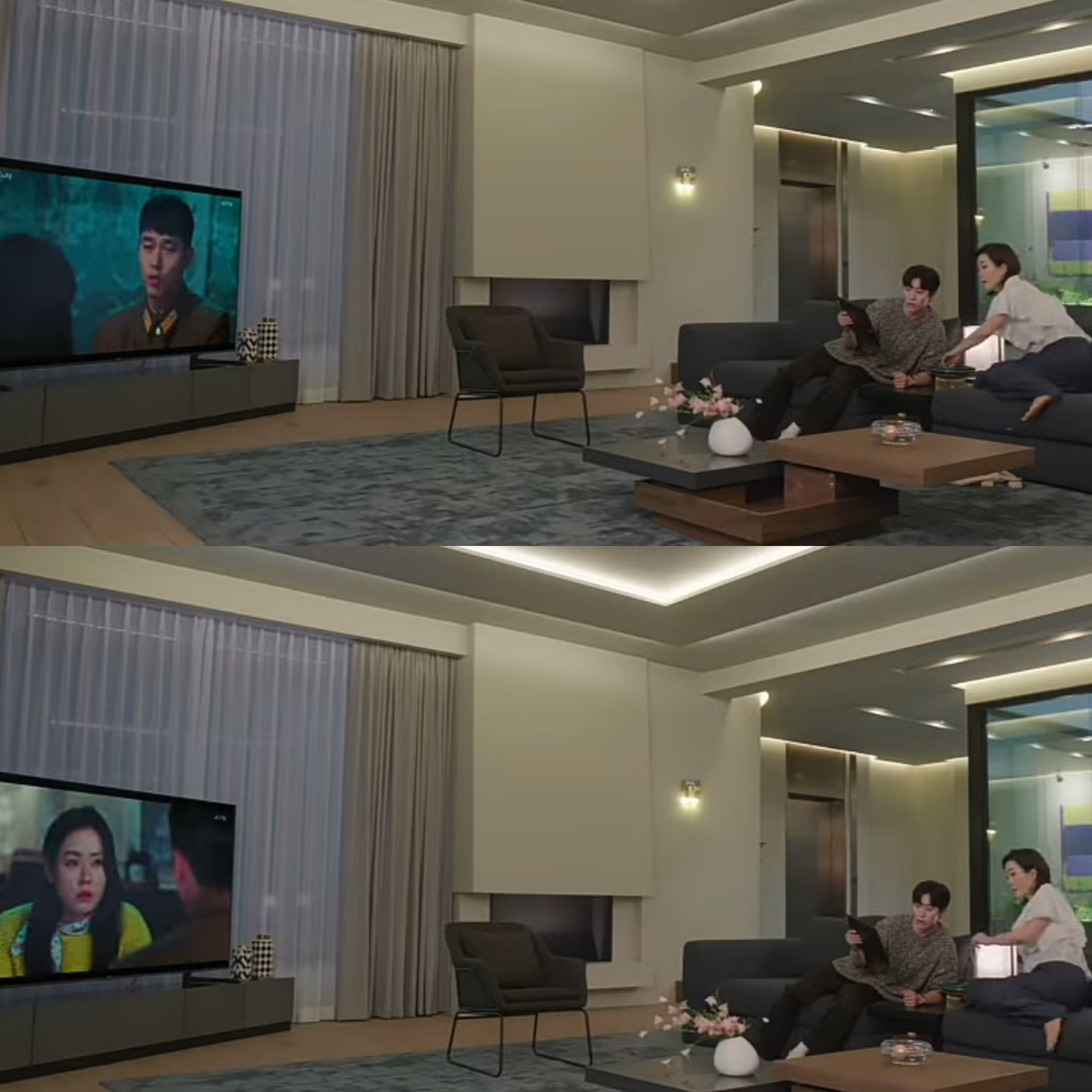 Để ý kỹ, Hyun Bin và Son Ye Jin lại tiếp tục trở thành "cameo bất đắc dĩ" trong Queen of Tears ở đoạn mẹ của Hae In đang ngồi phòng khách. Chiếc TV đang chiếu Hạ Cánh Nơi Anh - bộ phim BinJin đóng chính.