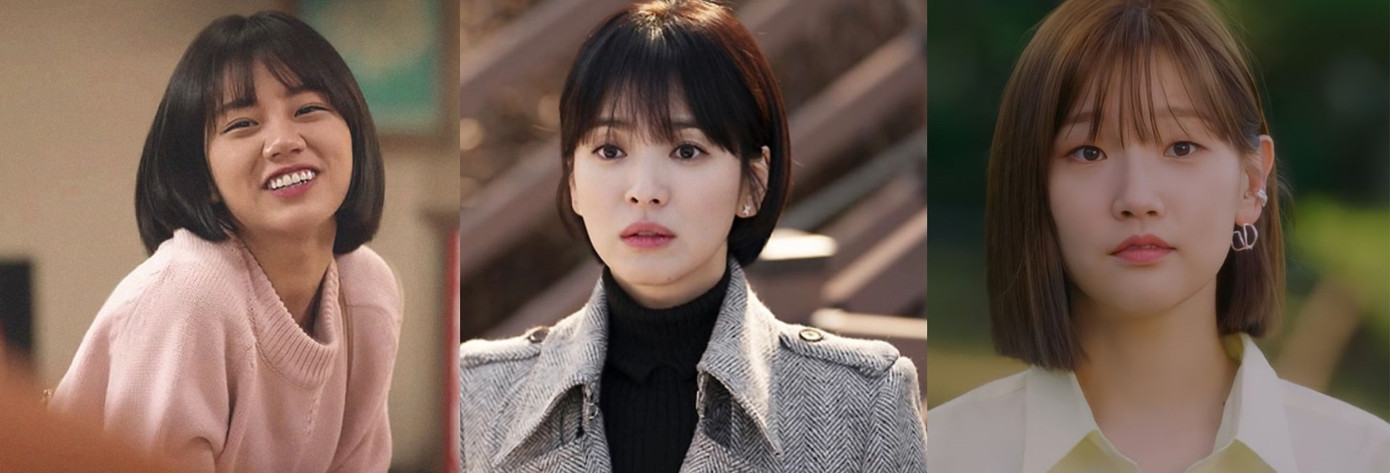Duk Sun (Hyeri) - Soo Hyun (Song Hye Kyo) trong Reply 1988 và Encounter đều vốn để tóc ngắn. Jeong Ha (Park So Dam) đến tập cuối của Ký Sự Thanh Xuân mới cắt tóc khi gặp lại Hye Jun. Duk Sun (Hyeri) - Soo Hyun (Song Hye Kyo) trong Reply 1988 và Encounter đều vốn để tóc ngắn. Jeong Ha (Park So Dam) đến tập cuối của Ký Sự Thanh Xuân mới cắt tóc khi gặp lại Hye Jun.