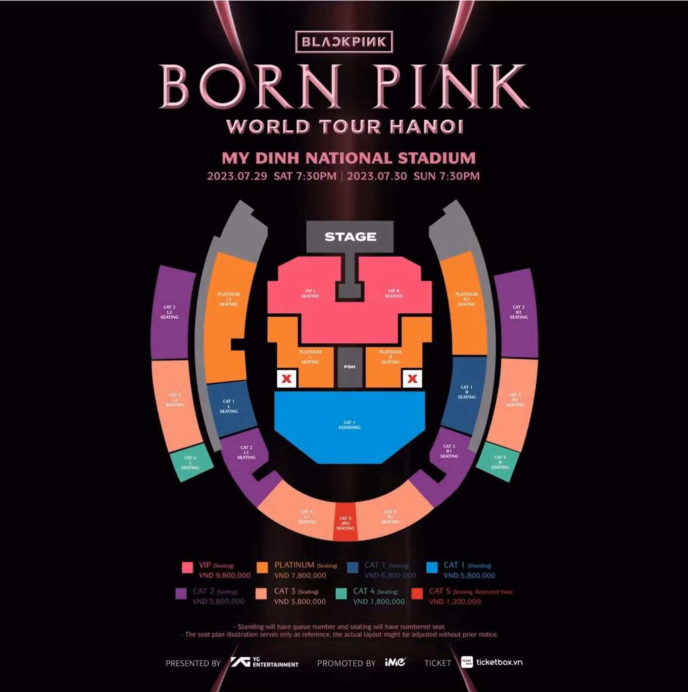 Sơ đồ chỗ ngồi tại 3 concert được tổ chức ở SVĐ Mỹ Đình (Hà Nội). Sơ đồ chỗ ngồi tại 3 concert được tổ chức ở SVĐ Mỹ Đình (Hà Nội).