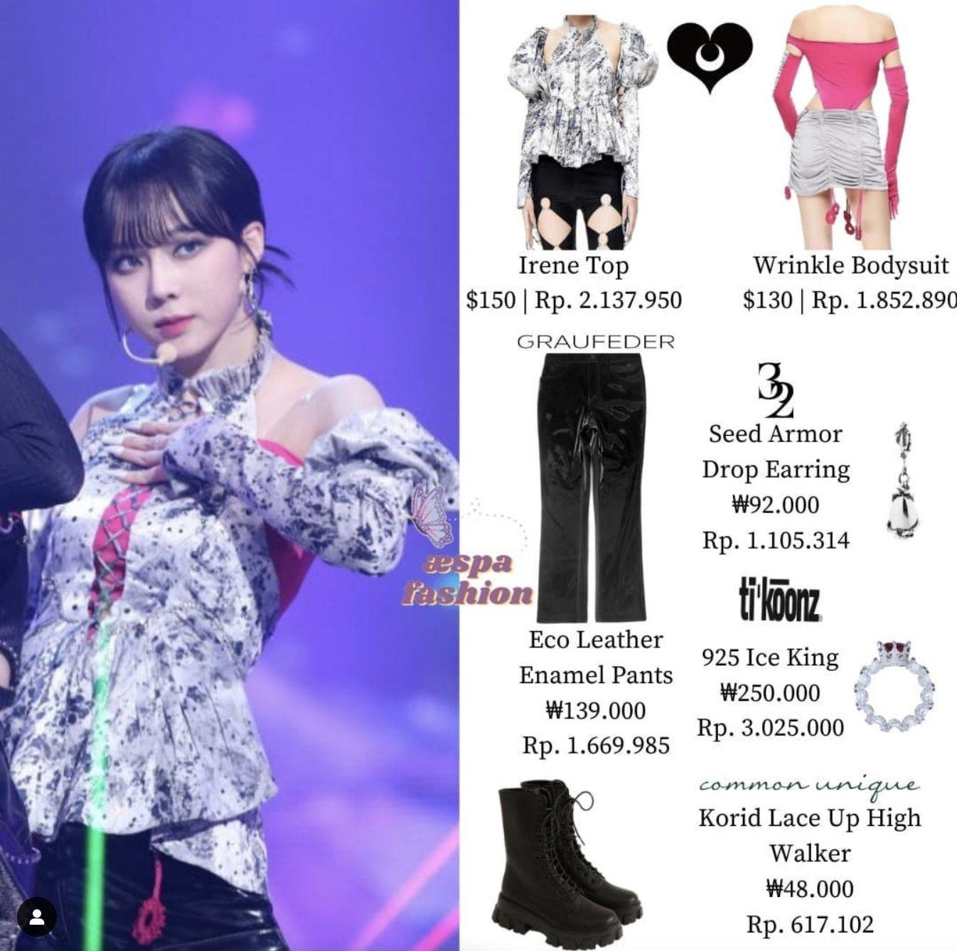 Chiếc áo hồng bên trong của Winter đã được biến tấu từ chân váy mang tên &quot;Wrinkle Bodysuit&quot; được thiết kế bởi NTK Đắc Thắng. - Ảnh: aespafashion