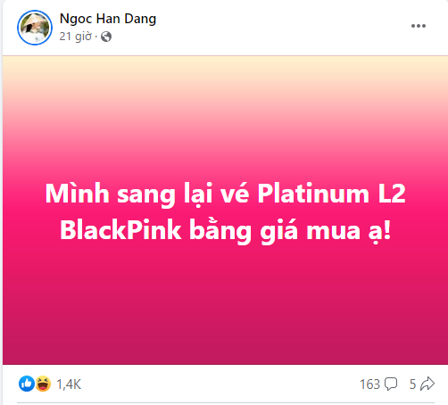 Hoa hậu Ngọc Hân đành bán lại vé dư trên mạng xã hội do có việc bận đột xuất.