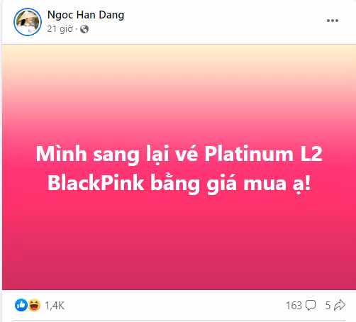 Hoa hậu Ngọc Hân đành bán lại vé dư trên mạng xã hội do có việc bận đột xuất.
