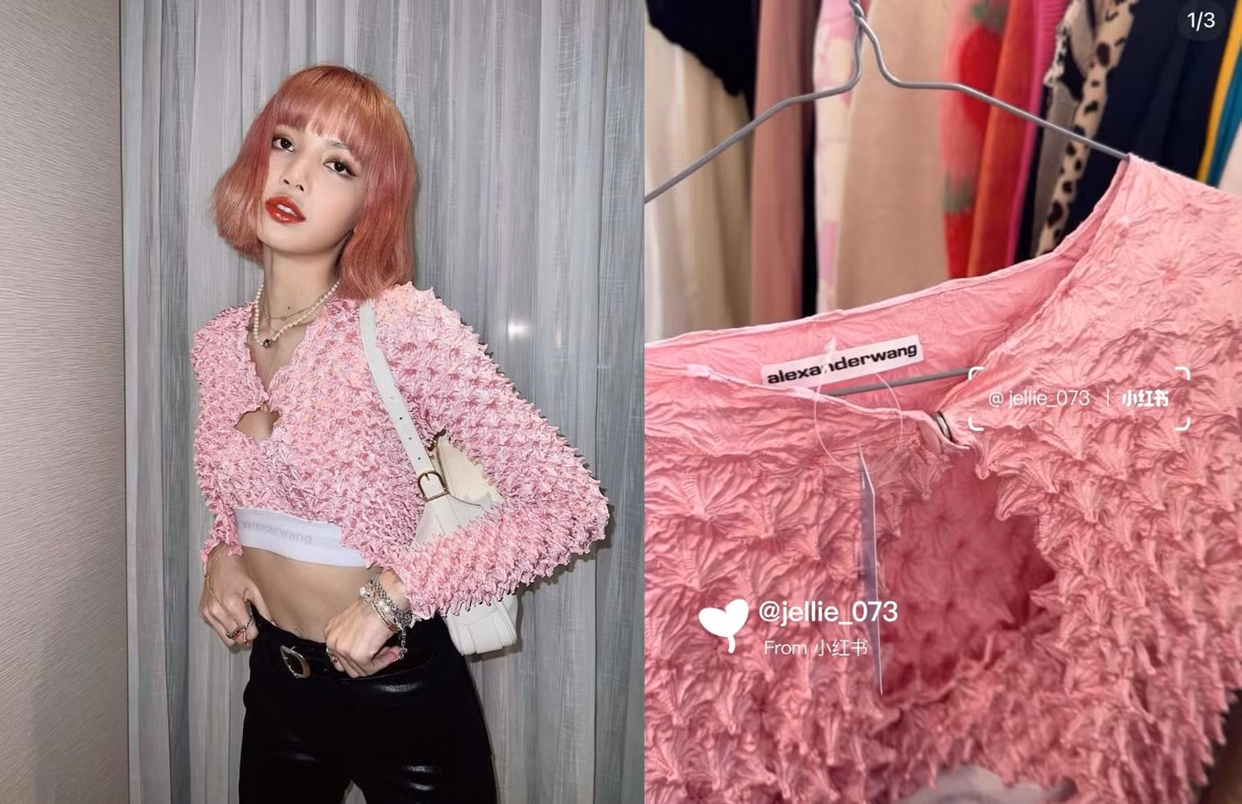 Một fan đã sở hữu chiếc áo hồng từ Alexander Wang từng làm mưa làm gió năm 2022, được hàng loạt idol K-Pop lăng-xê.