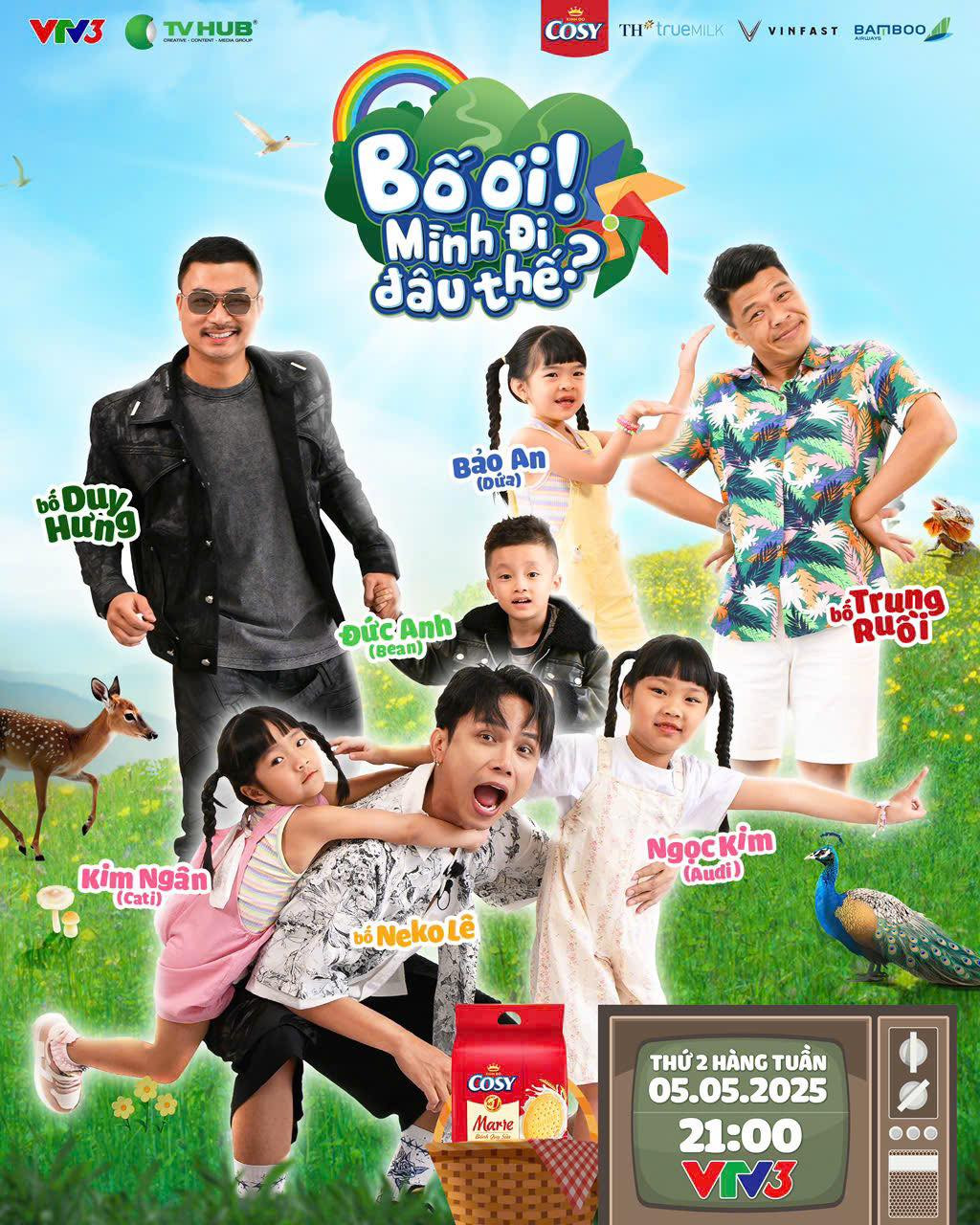 Dàn cast chính thức của Bố ơi mình đi đâu thế? mùa 5 gọi tên: Bố Duy Hưng - bé Bean, bố Neko Lê - bé Audi & Cati, bố Trung Ruồi - bé Dứa, bố Hoàng Trung - bé MinHee, bố Thái Hòa - bé Minh Khôi. Dàn cast chính thức của Bố ơi mình đi đâu thế? mùa 5 gọi tên: Bố Duy Hưng - bé Bean, bố Neko Lê - bé Audi & Cati, bố Trung Ruồi - bé Dứa, bố Hoàng Trung - bé MinHee, bố Thái Hòa - bé Minh Khôi.