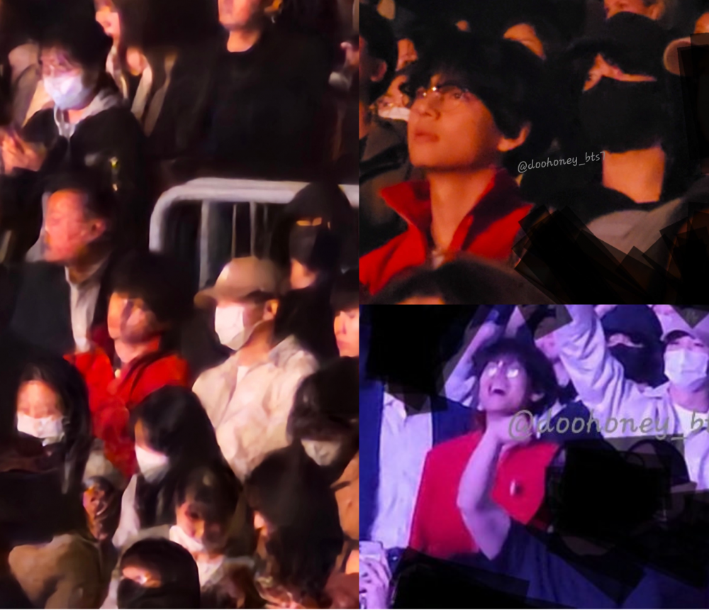 Park Hyung Sik (đội mũ, áo trắng) được cho là cũng tới concert chung với BTS, đứng cạnh V. Park Hyung Sik (đội mũ, áo trắng) được cho là cũng tới concert chung với BTS, đứng cạnh V.