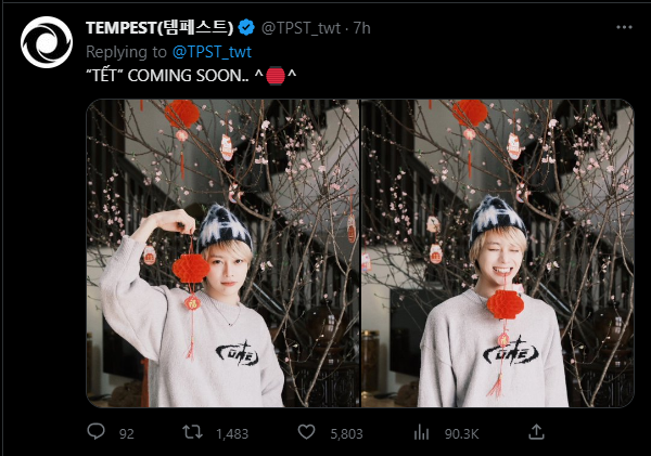 Người hâm mộ Việt thích thú với lần đầu tiên khoe ảnh đón Tết của Hanbin.