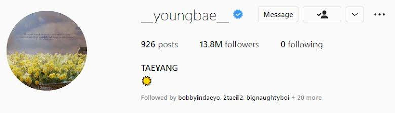 Instagram trước đây của Taeyang. Instagram trước đây của Taeyang.