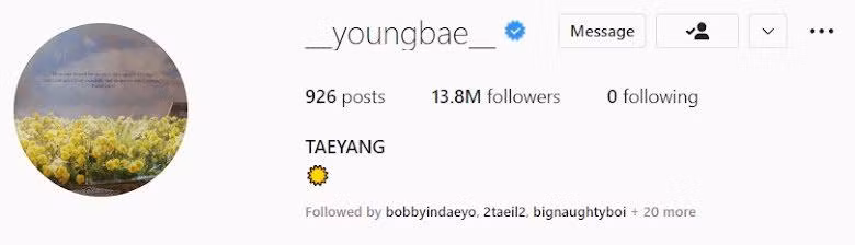 Instagram trước đây của Taeyang. Instagram trước đây của Taeyang.