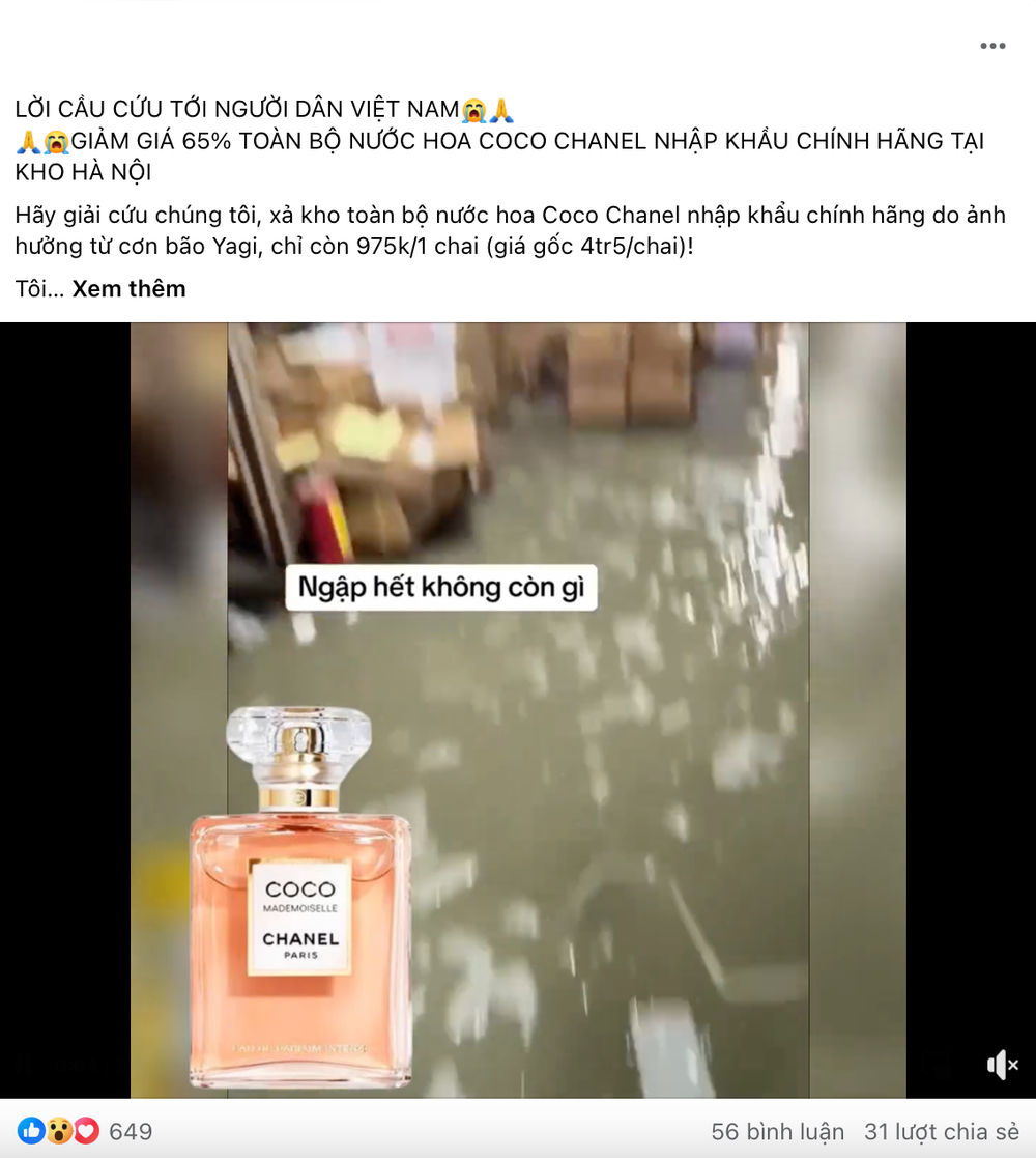 Tài khoản giả mạo Hằng Du Mục bán nước hoa. Trên thực tế, tài khoản tick xanh của Hằng Du Mục không bán sản phẩm này.