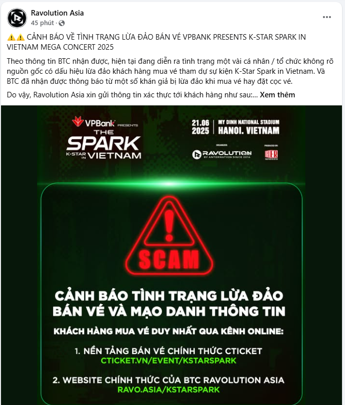 Cảnh báo lừa đảo bán vé và mạo danh thông tin của ban tổ chức.