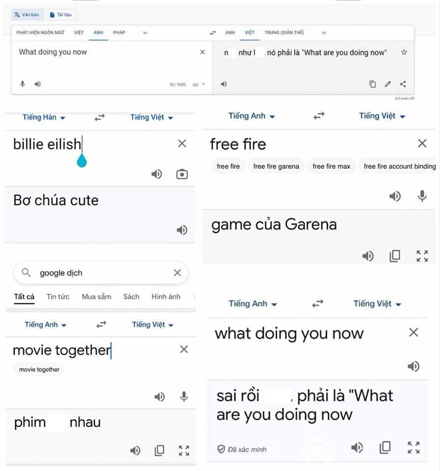 Một số bản dịch lỗi, thậm chí có chưa từ ngữ nhạy cảm của Google Dịch trước đó.