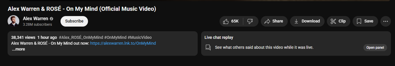 Màn kết hợp của Alex và Rosé tạo nên sức hút &quot;không vừa&quot; trên mạng xã hội. Sau 1 giờ phát hành, lượt xem MV vẫn &quot;bị nghẽn&quot;/ đóng băng.