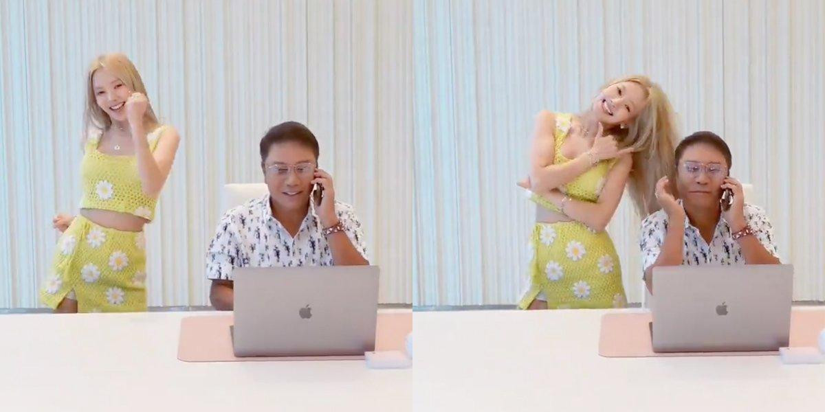 Video Chủ tịch Lee &quot;tâm bất biến&quot;, chú ý làm việc, mặc Hyoyeon nhảy múa phía sau được netizen chia sẻ rầm rộ.