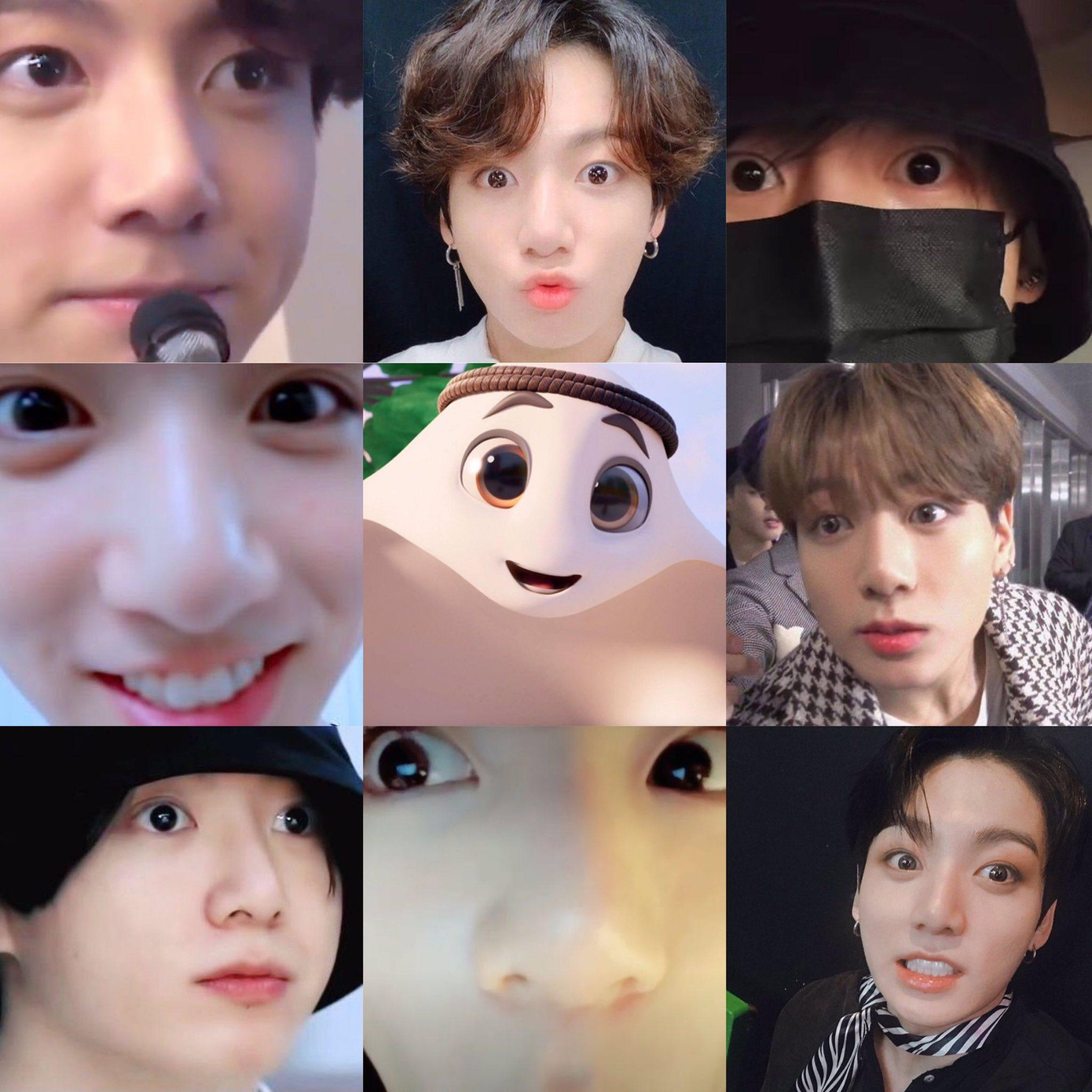 La'eeb và Jung Kook đều có đôi mắt sáng, to tròn và cặp má bánh bao. - Ảnh: @seoulbondedsoul La'eeb và Jung Kook đều có đôi mắt sáng, to tròn và cặp má bánh bao. - Ảnh: @seoulbondedsoul