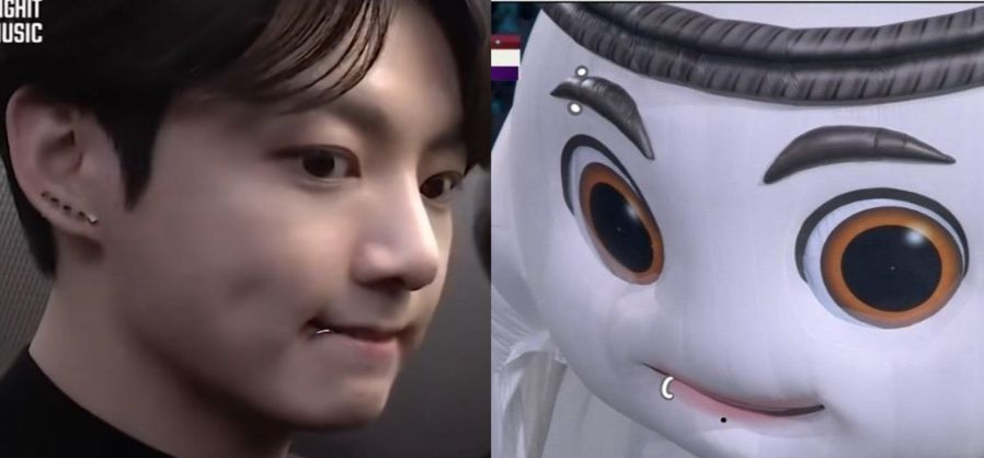 Một fan đã đeo khuyên môi và khuyên mày cho La'eeb để "nhìn Jung Kook" hơn. Ảnh: @kooliac Một fan đã đeo khuyên môi và khuyên mày cho La'eeb để "nhìn Jung Kook" hơn. Ảnh: @kooliac