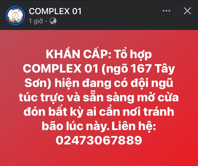 Tổ hợp giải trí ở Tây Sơn (Hà Nội) mở cửa đón bất kỳ người dân nào cần lánh nạn, tránh bão. Tổ hợp giải trí ở Tây Sơn (Hà Nội) mở cửa đón bất kỳ người dân nào cần lánh nạn, tránh bão.