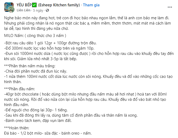 Công thức được người dùng chia sẻ trên các hội nhóm yêu thích nấu ăn. Công thức được người dùng chia sẻ trên các hội nhóm yêu thích nấu ăn.