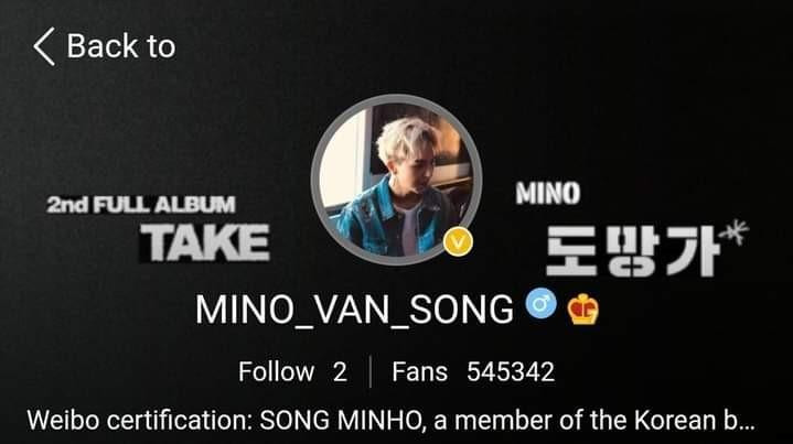 Tài khoản Weibo cũng có tên là @mino_van_song được Mino lập cách đây 5 năm. Tài khoản Weibo cũng có tên là @mino_van_song được Mino lập cách đây 5 năm.
