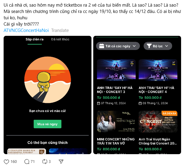 Một số phản ánh lỗi "vé đi lạc" của cư dân mạng trên Threads. Một số phản ánh lỗi "vé đi lạc" của cư dân mạng trên Threads.