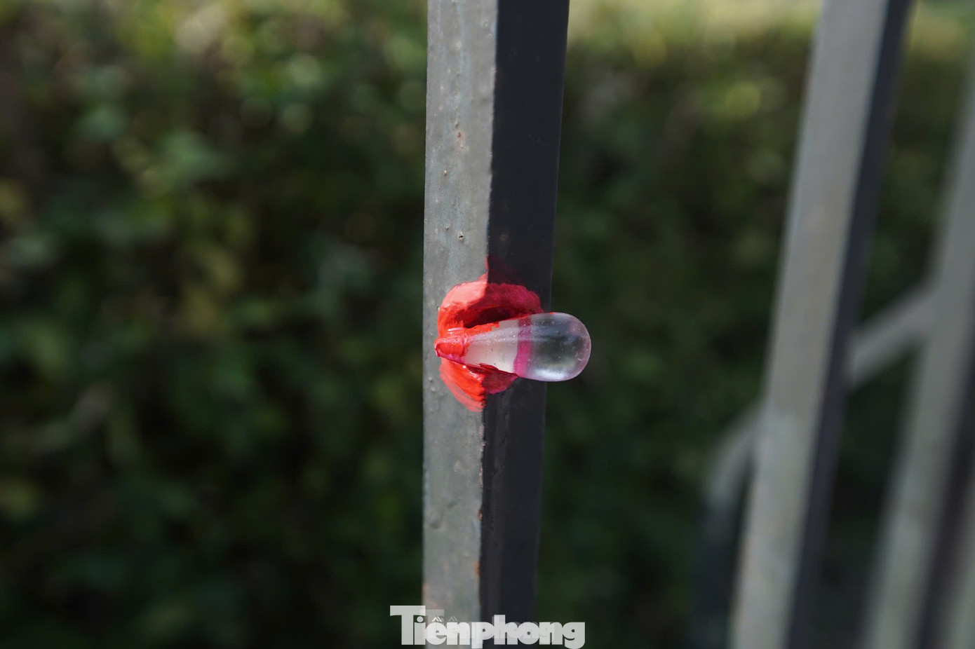 Cổng của Bắc Bộ Phủ cũng được sắp đặt các "điểm chạm" - đánh dấu vết đạn còn lưu lại từ cuộc chiến năm xưa giành lấy độc lập dân tộc. - Ảnh: Gia Linh - Duy Phạm/ Báo Tiền Phong