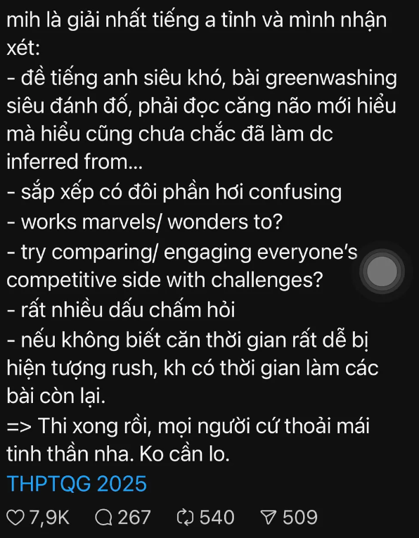 Nhiều thí sinh than thở về độ "ác liệt" của đề thi Tiếng Anh năm nay. Nhiều thí sinh than thở về độ "ác liệt" của đề thi Tiếng Anh năm nay.