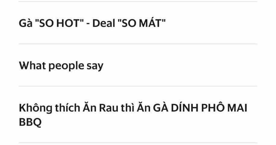 Dòng giới thiệu danh mục đồ ăn làm dân mạng dậy sóng.