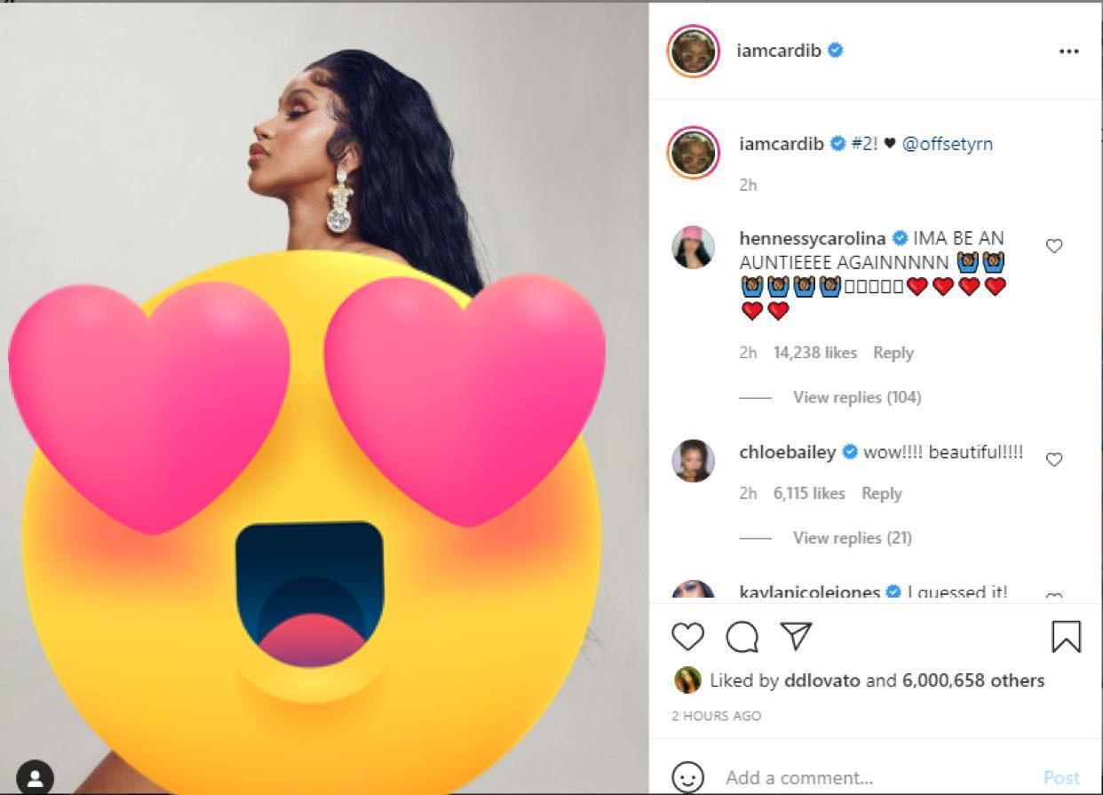 Sau màn trình diễn, Cardi B ngay lập tức tung ảnh khoe tin vui với người hâm mộ toàn cầu trên Instagram cá nhân. Sau màn trình diễn, Cardi B ngay lập tức tung ảnh khoe tin vui với người hâm mộ toàn cầu trên Instagram cá nhân.