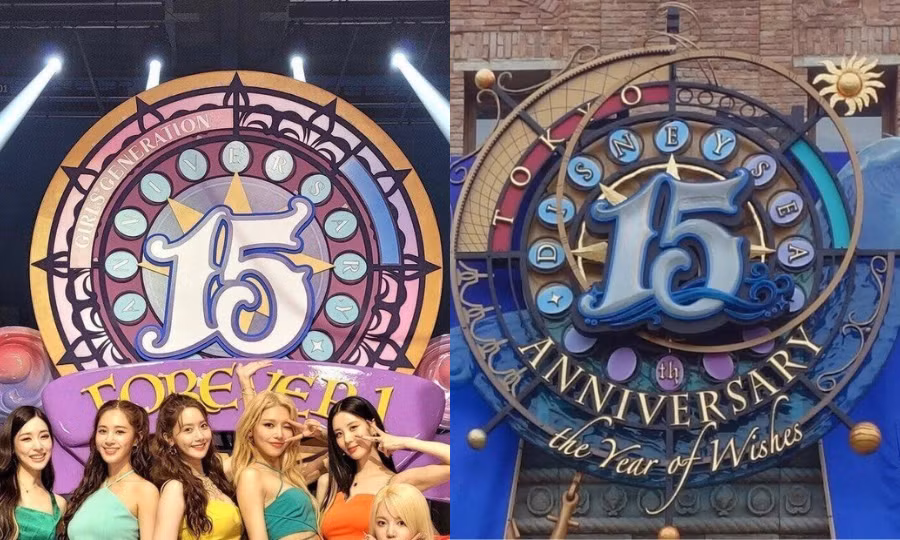 Logo được sử dụng trong MV của SNSD (trái) - Logo của Tokyo DisneySea (phải).