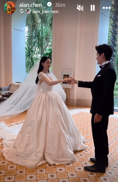 Trần Kiều Ân và Alan khiêu vũ trong buổi tổng duyệt trước hôn lễ. Trần Kiều Ân và Alan khiêu vũ trong buổi tổng duyệt trước hôn lễ.