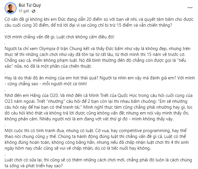 Bùi Tứ Quý chia sẻ trên Threads và Facebook cá nhân. Bùi Tứ Quý chia sẻ trên Threads và Facebook cá nhân.