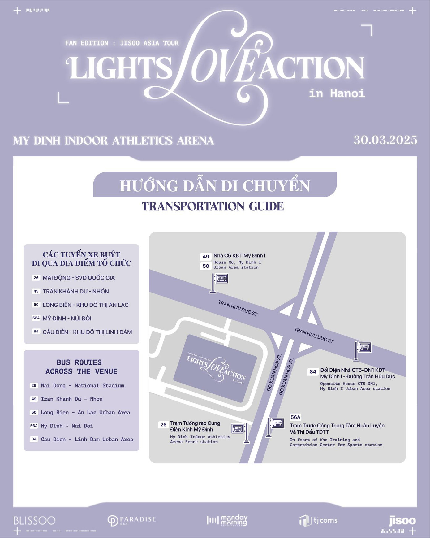 Hướng dẫn di chuyển bằng xe bus của ban tổ chức.