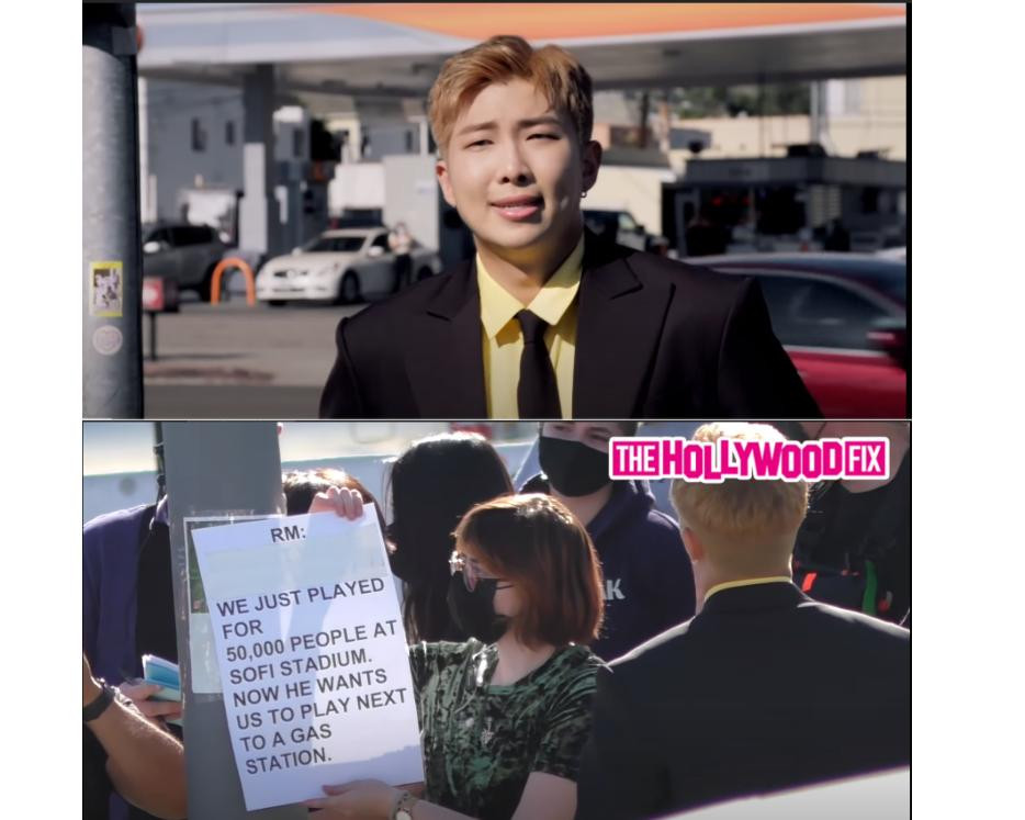 Hình ảnh hậu trường được hé lộ mới đây đã "tố cáo" RM đang đọc theo kịch bản.