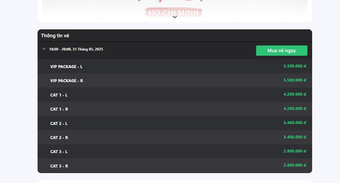 Giá vé concert BABYMONSTER dao động từ 2,8 triệu đến 5,5 triệu đồng và chưa có khu vực nào được bán hết dù chính thức mở bán từ ngày 30/3 (đợt pre-sale là 29/3).