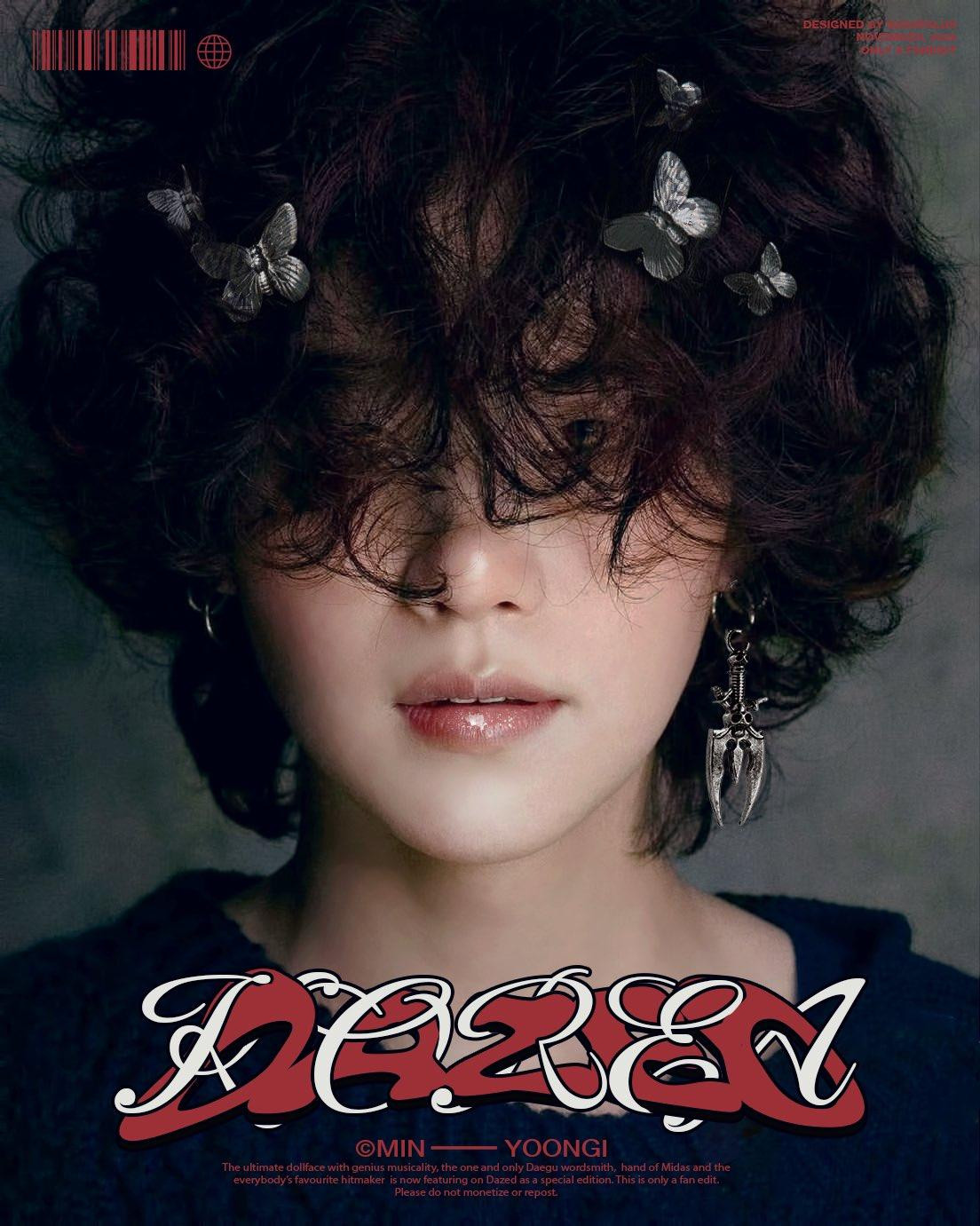 Một fan nhận được "bão tim" trên Twitter khi tự thiết kế bìa Dazed dựa theo ảnh mới của SUGA. - Ảnh: Twitter @sugatalus Một fan nhận được "bão tim" trên Twitter khi tự thiết kế bìa Dazed dựa theo ảnh mới của SUGA. - Ảnh: Twitter @sugatalus