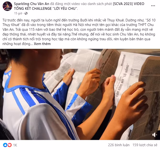 Các video sản phẩm của teen được đăng tải trên fanpage của Sparkling Chu Văn An, thu về lượng tương tác khủng.