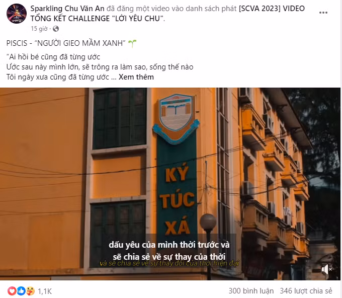 Các video sản phẩm của teen được đăng tải trên fanpage của Sparkling Chu Văn An, thu về lượng tương tác khủng.