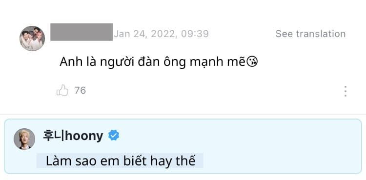 Nam idol trả lời một bình luận động viên của fan đầy đáng yêu. - Ảnh: Lee Seung Hoon Vietnamese Fanpage Nam idol trả lời một bình luận động viên của fan đầy đáng yêu. - Ảnh: Lee Seung Hoon Vietnamese Fanpage