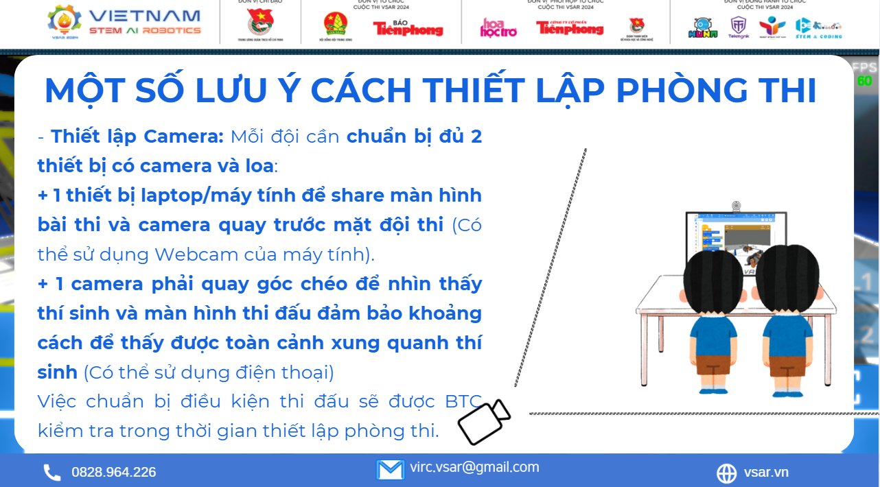 Mô phỏng góc đặt camera cho phòng thi của thí sinh.