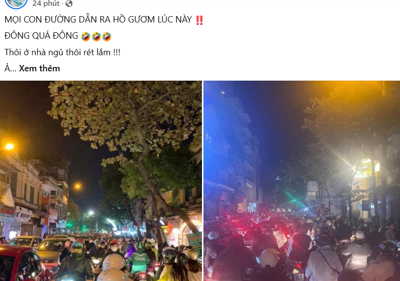 Trên mạng xã hội, một số trang cộng đồng cũng đăng bài ghi "ngay lúc này" tại một số khu vực của Hà Nội. Sự đông đúc tại các "tọa độ" này là thật, nhưng hình ảnh được các trang fanpage này đăng tải thường là ảnh cũ (được chụp từ dịp Noel 2 năm trước, hoặc ở sự kiện khác như countdown).