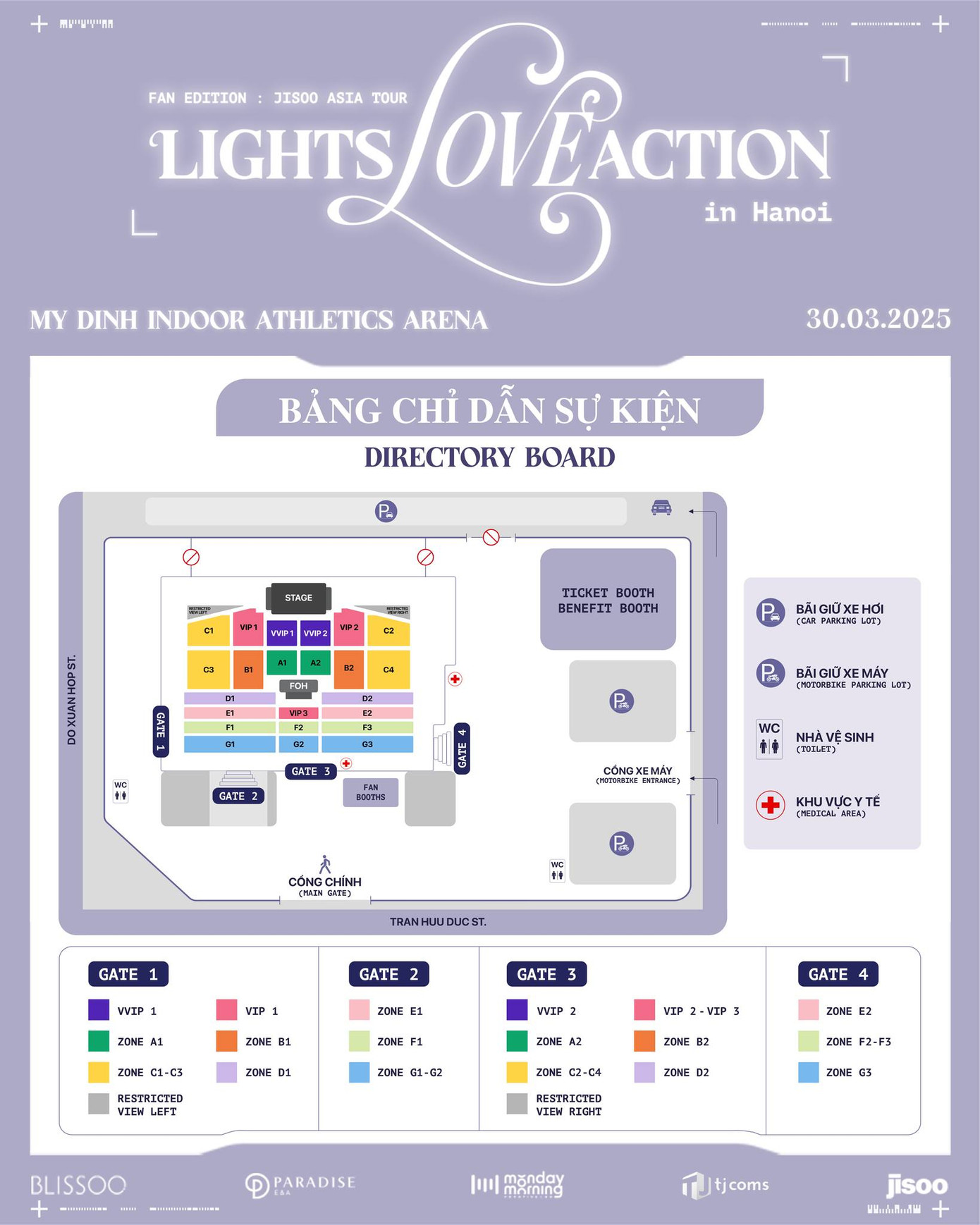 Sơ đồ chi tiết các khu vực tại fan meeting ở Hà Nội của Jisoo.