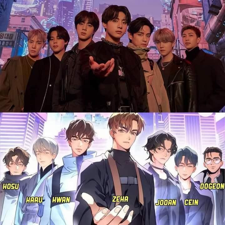 Tạo hình các nhân vật đại diện cho BTS trong webtoon. - Ảnh: Tonushry Saha Tạo hình các nhân vật đại diện cho BTS trong webtoon. - Ảnh: Tonushry Saha