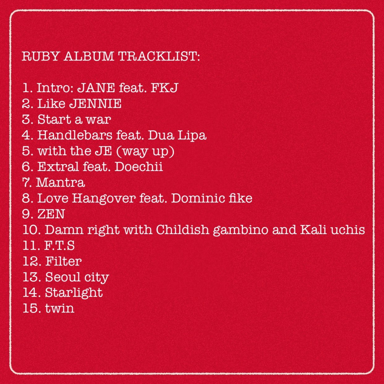 Album RUBY sẽ chính thức phát hành vào ngày 7/3.