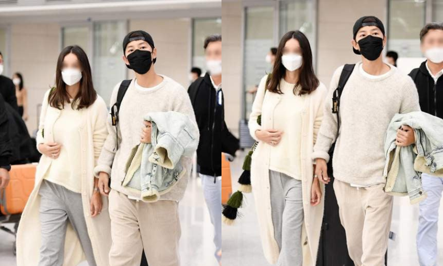 Cặp đôi cùng xuất hiện tại sân bay Incheon khi trở về Hàn. Cặp đôi cùng xuất hiện tại sân bay Incheon khi trở về Hàn.