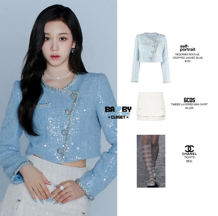 Ahyeon đeo sương sương một đôi hoa tai của Chanel có giá 799 USD (hơn 20 triệu đồng). Trong khi Pharita mang tất Chanel có giá hơn 13,5 triệu đồng. - Nguồn: babymonstercloset