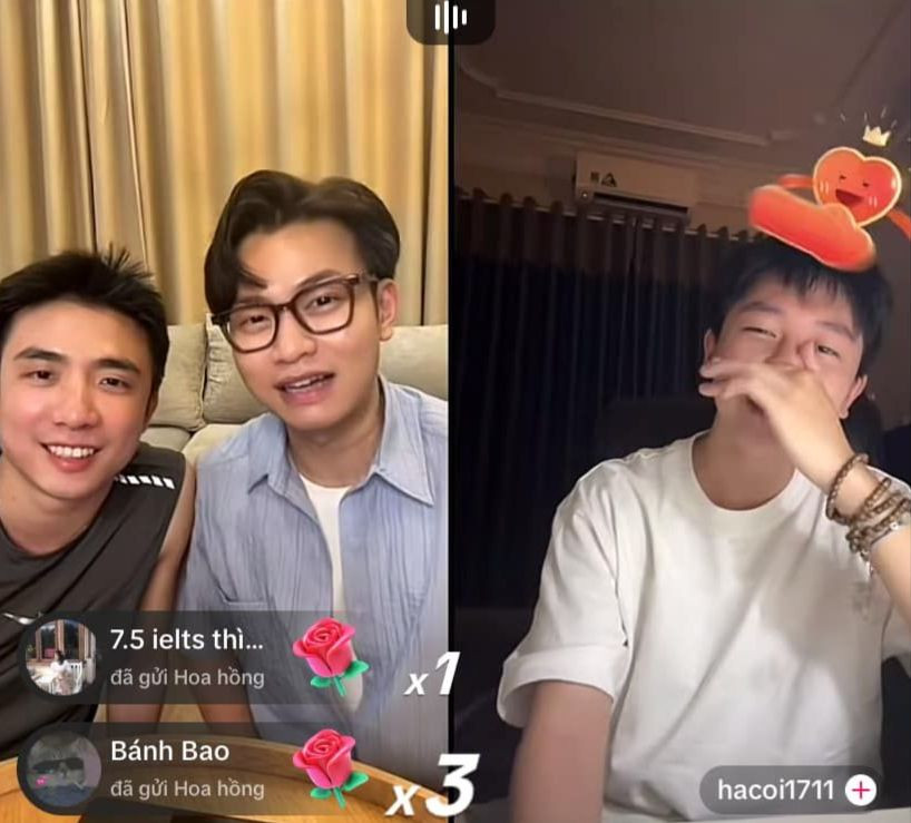 Hai "hiện tượng mạng xã hội" đình đám cùng livestream khiến người hâm mộ phấn khích. Hai "hiện tượng mạng xã hội" đình đám cùng livestream khiến người hâm mộ phấn khích.