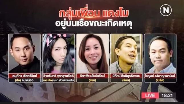 Nhóm bạn đi cùng thuyền với Tangmo hôm xảy ra tai nạn. - Ảnh: CH3 Nhóm bạn đi cùng thuyền với Tangmo hôm xảy ra tai nạn. - Ảnh: CH3