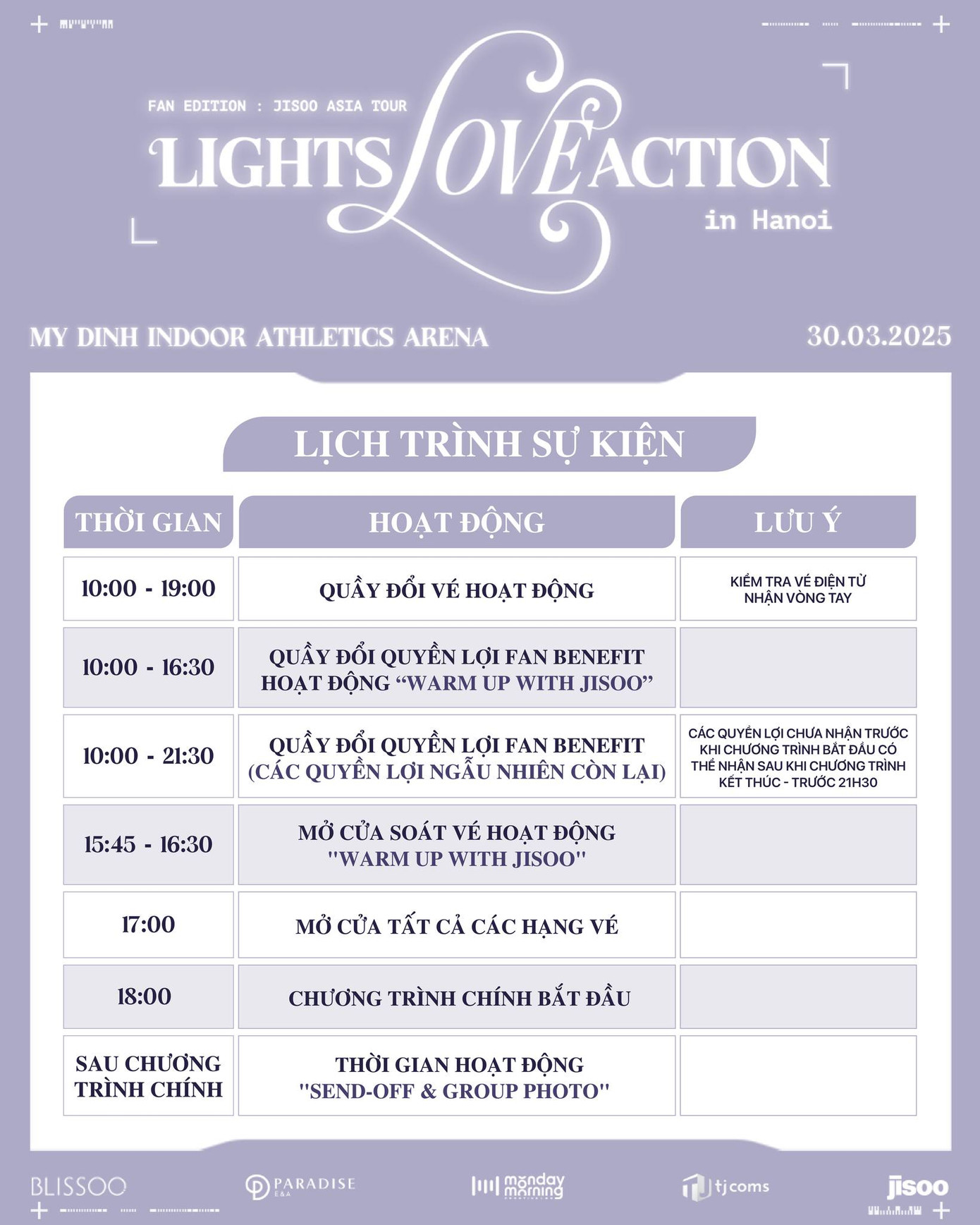 Timeline của fan meeting.