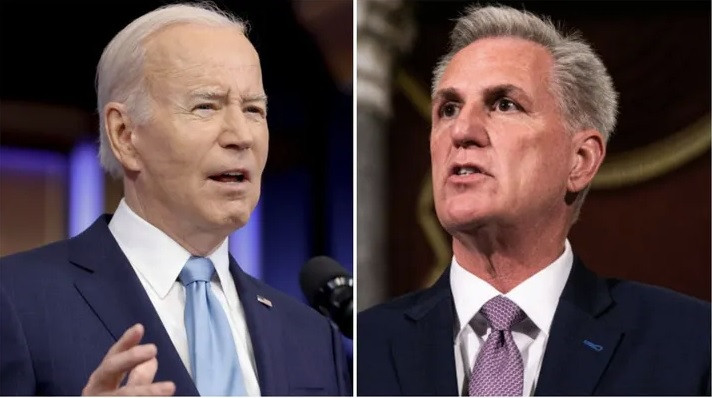 Tổng thống Mỹ Joe Biden và Chủ tịch Hạ viện Kevin McCarthy. (Ảnh: AP)