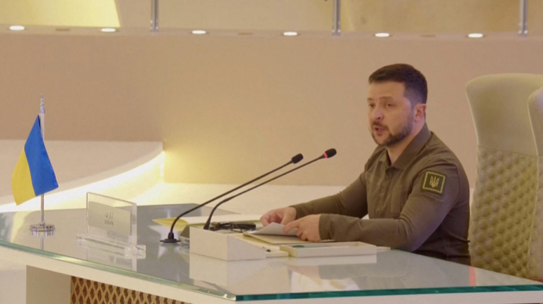 Tổng thống Ukraine Volodymir Zelensky phát biểu tại thượng đỉnh Ả-rập ngày 19/5. (Ảnh: Reuters) Tổng thống Ukraine Volodymir Zelensky phát biểu tại thượng đỉnh Ả-rập ngày 19/5. (Ảnh: Reuters)