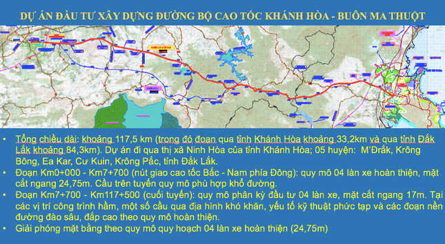 Sơ đồ toàn tuyến dự án cao tốc Khánh Hòa - Buôn Ma Thuột.